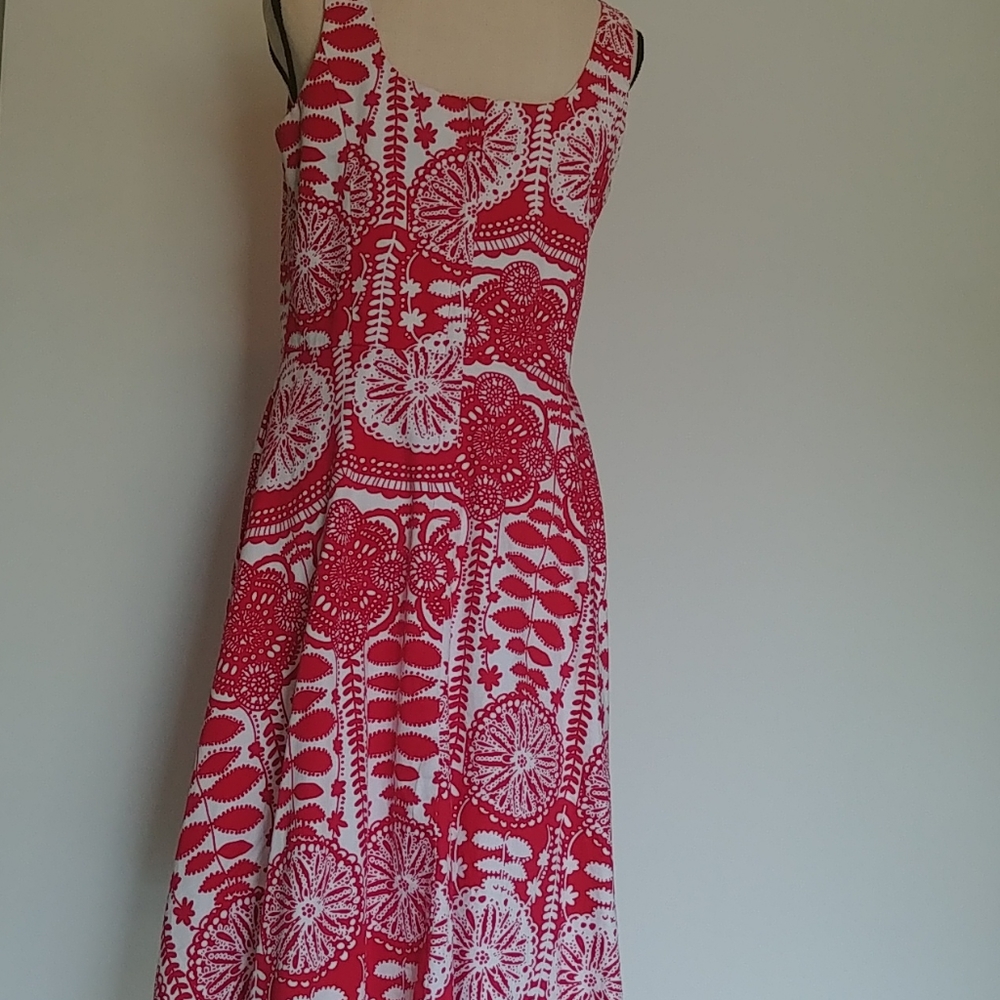 Breakin' Loose Red Print on White Dress Sz 10 - Picture 7 of 9
